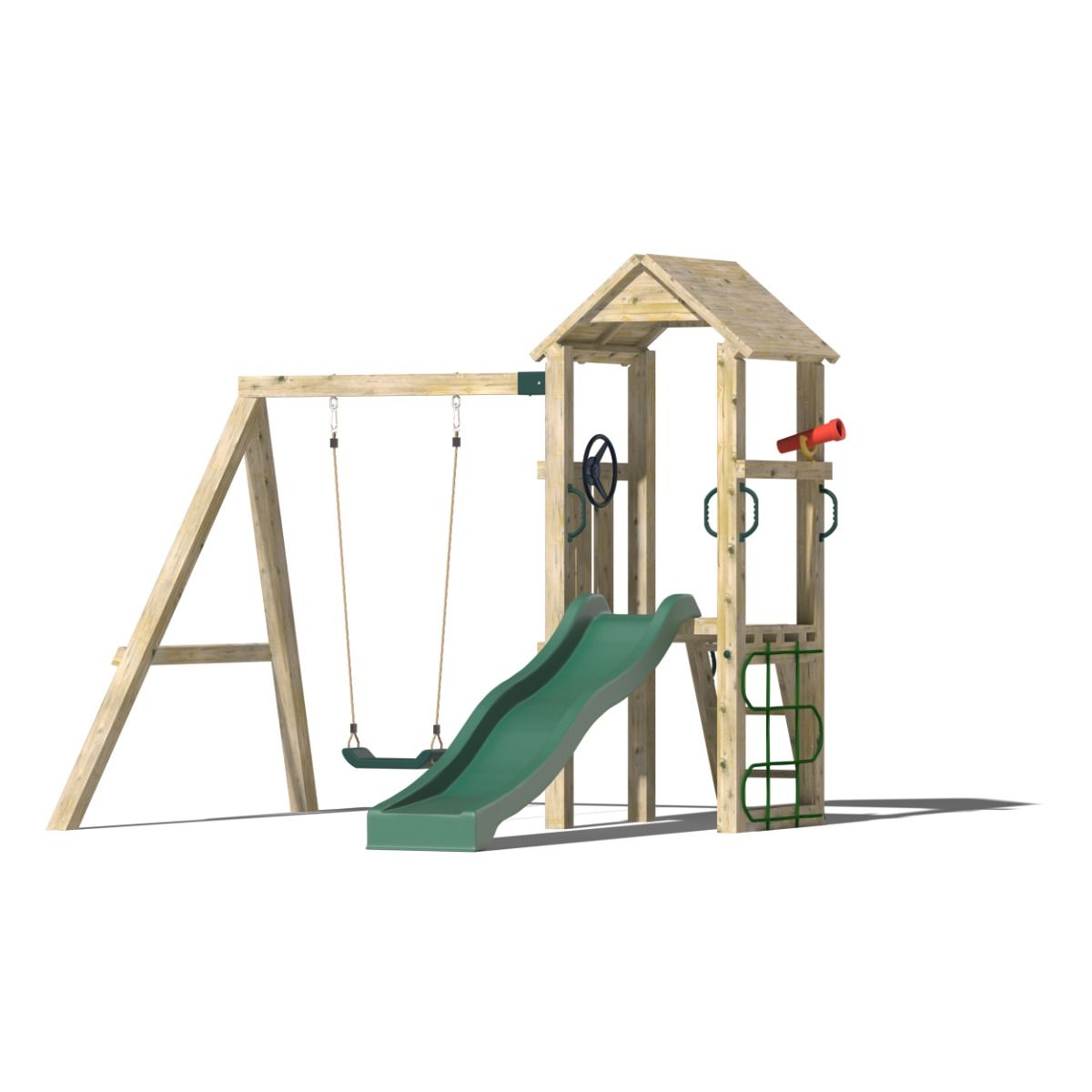 Steps The Franklin Slide and Swing Jungle Gym Kids Wooden Climbing Frame with Cargo Net 